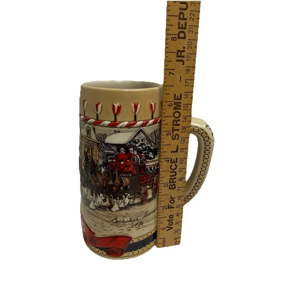Vintage‎ Budweiser Christmas Stein, 1986, B Series Clydesdale Beer Mug